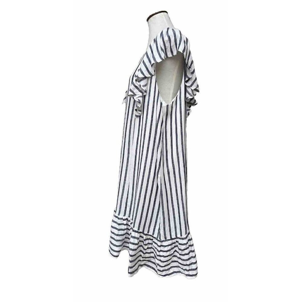 Everleigh Womens White Cotton Ruffle Sleeve Stripe Shift Dress Size XL - Picture 13 of 16